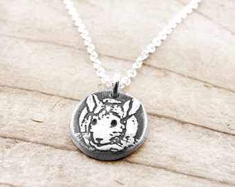 Tiny Chinchilla Necklace in Silver, pet memorial jewelry