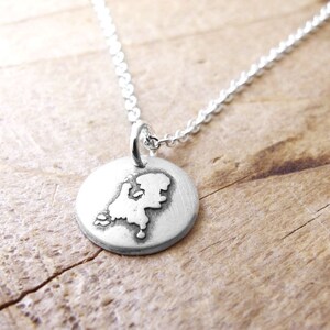 Tiny Netherlands necklace silver map jewelry Netherlands jewelry Holland necklace Nederland necklace image 1