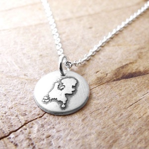 Tiny Netherlands necklace silver map jewelry Netherlands jewelry Holland necklace Nederland necklace image 1