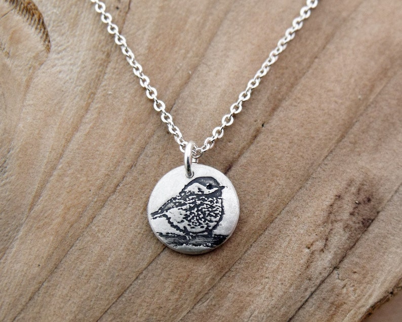 Tiny Chickadee necklace in silver, great gift for wife or girlfriend image 2