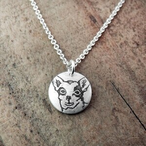 Tiny Chihuahua necklace in silver, dog memorial jewelry image 2