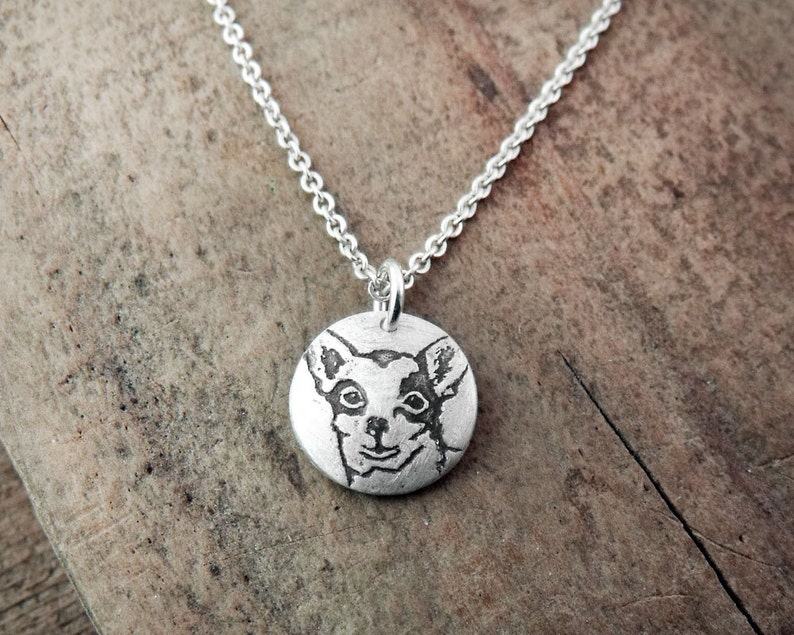 Tiny Chihuahua necklace in silver, dog memorial jewelry image 2