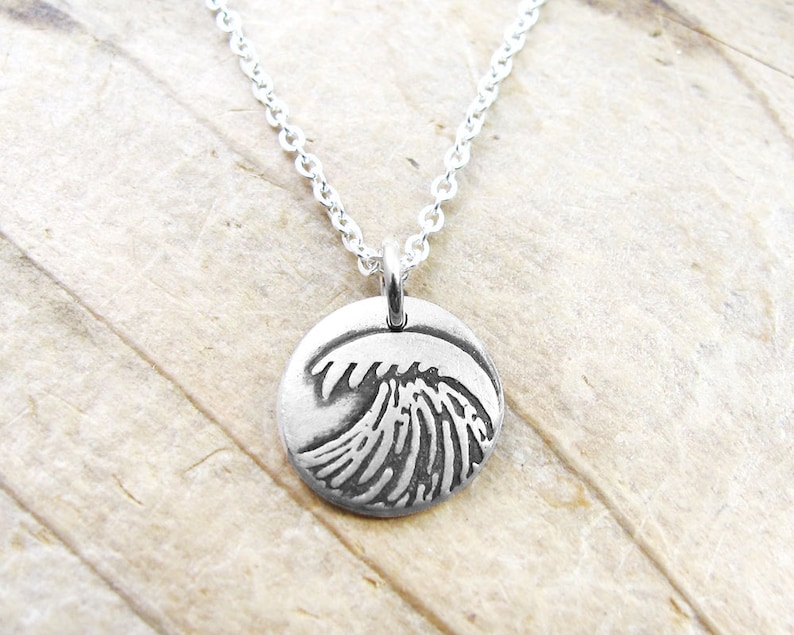 gift for beach or ocean lover Tiny wave necklace in silver