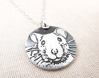 Rat necklace in silver, memorial jewelry