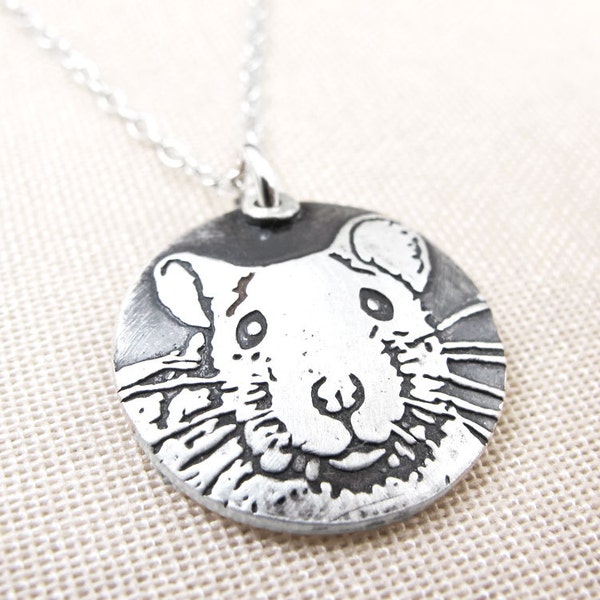 Rat necklace in silver, memorial jewelry
