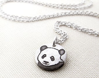 Tiny Panda necklace in silver, gift for daughter