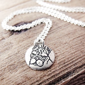 Tiny French Bulldog necklace, silver french bulldog jewelry