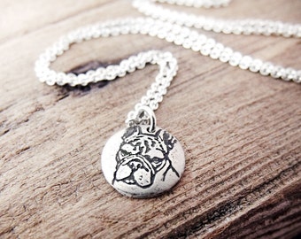 Collier petit bouledogue français, bijoux bouledogue français en argent