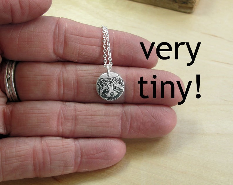 Tiny Raccoon Necklace in Silver image 3