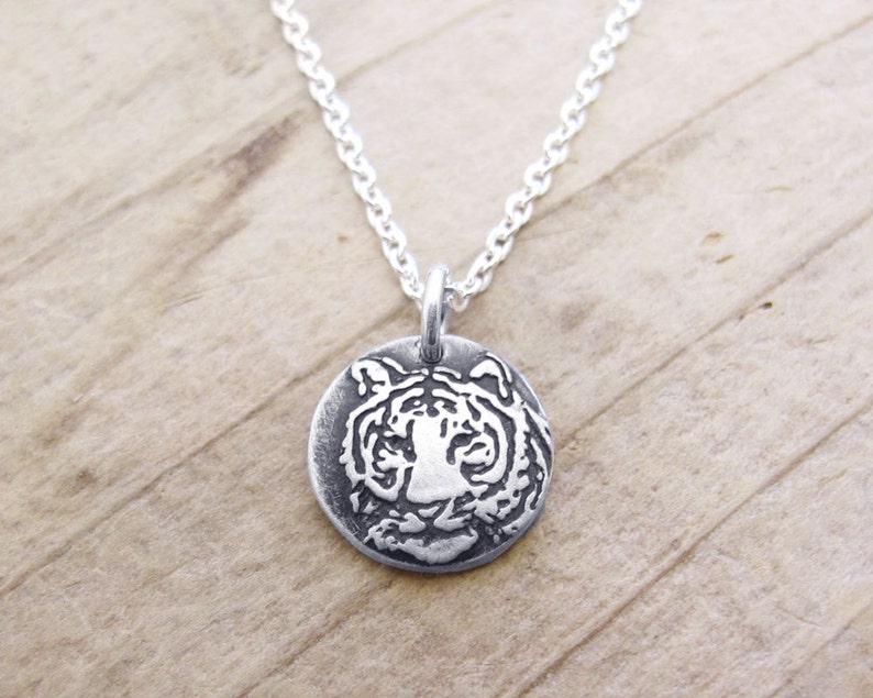 Tiny Tiger necklace in silver, gift for animal lover image 2