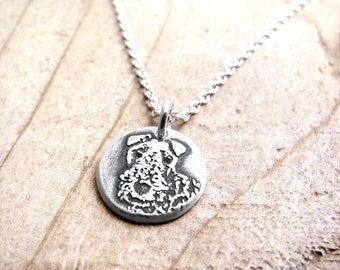 Tiny Airedale necklace in silver, remembrance jewelry, pet memorial