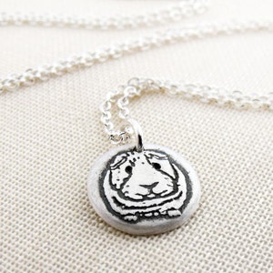 Tiny Guinea Pig necklace in silver, gift for daughter, pet memorial necklace image 1