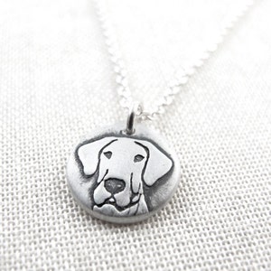Tiny Great Dane necklace in silver, dog memorial jewelry, pet parent gift