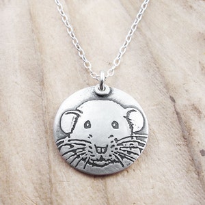 Dumbo rat necklace in silver, pet rat jewelry image 3