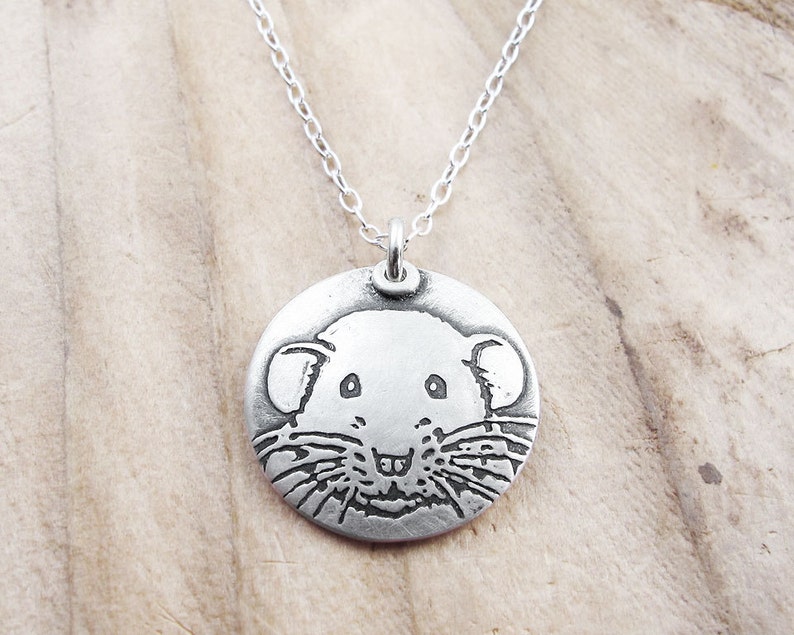 Dumbo rat necklace in silver, pet rat jewelry image 3