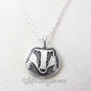 Tiny silver badger necklace image 2