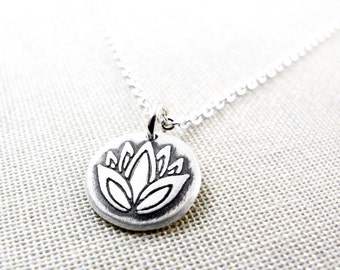Tiny silver Lotus flower necklace, yoga jewelry