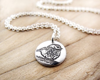 Tiny Chickadee necklace in silver, great gift for wife or girlfriend