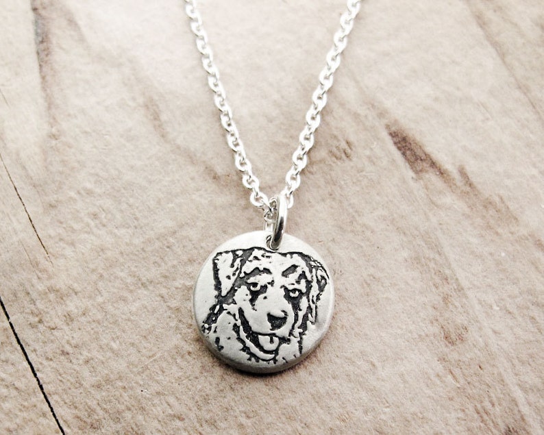 Tiny Australian Shepherd necklace, dog memorial jewelry image 2