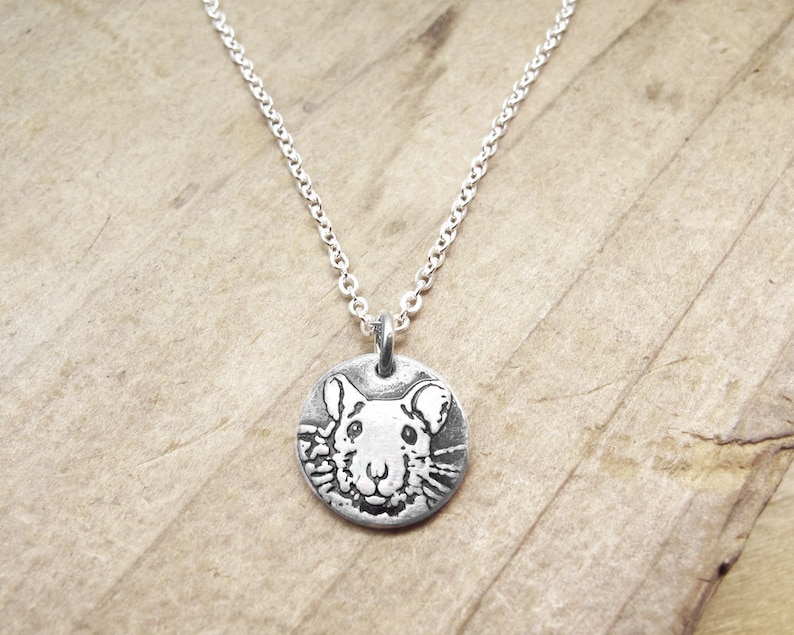 Tiny silver rat necklace, pet memorial or remembrance jewelry for rat lovers image 4