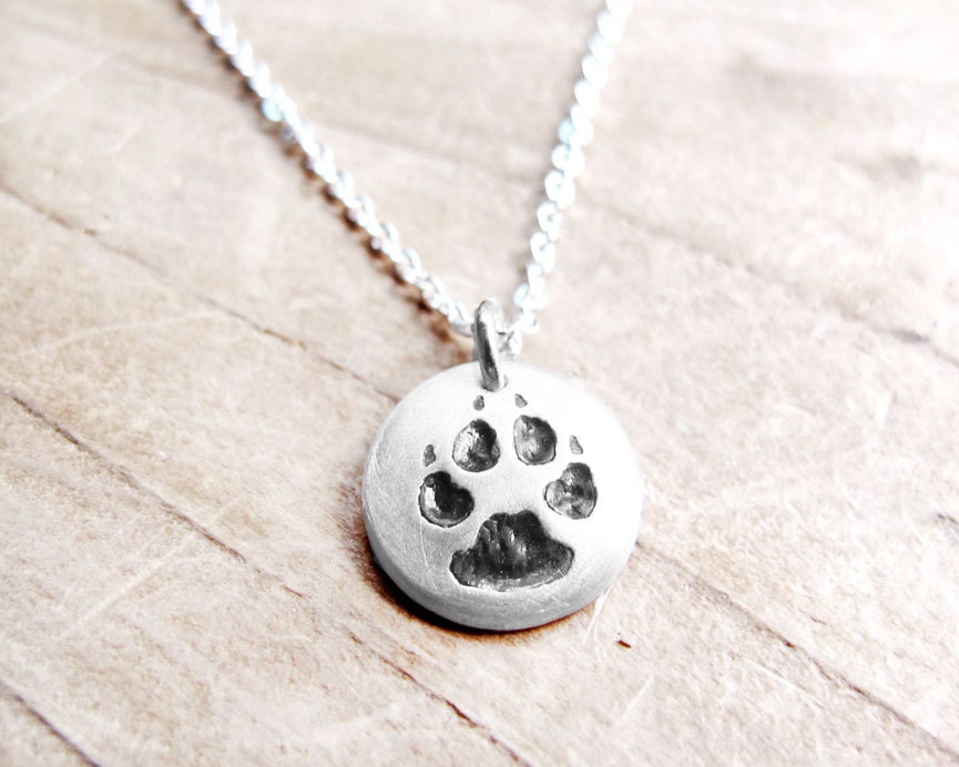 Tiny dog paw print necklace silver dog jewelry dog lover | Etsy