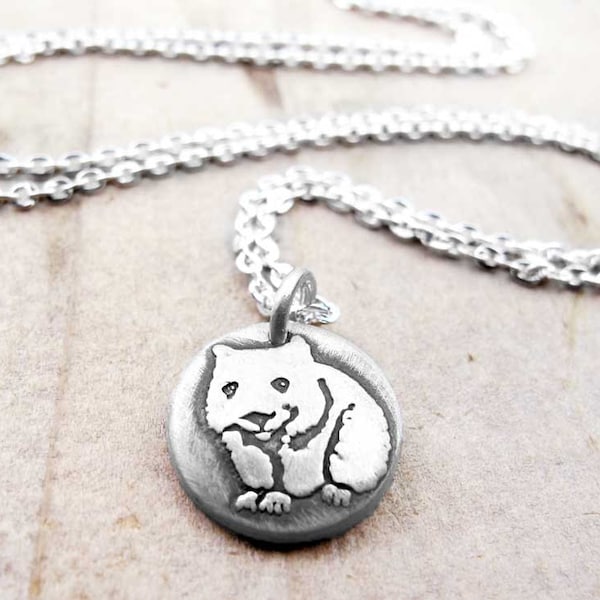 Tiny silver Wombat necklace