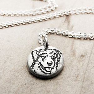 Tiny Australian Shepherd necklace, dog memorial jewelry image 1