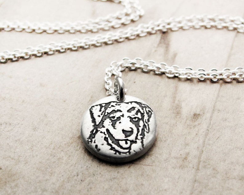 Tiny Australian Shepherd necklace, dog memorial jewelry image 1