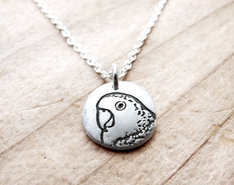 Lovebird necklace in silver, bird memorial jewelry