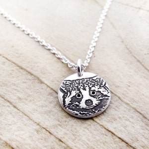 Tiny Raccoon Necklace in Silver image 1