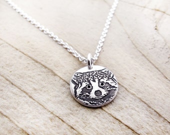 Tiny Raccoon Necklace in Silver