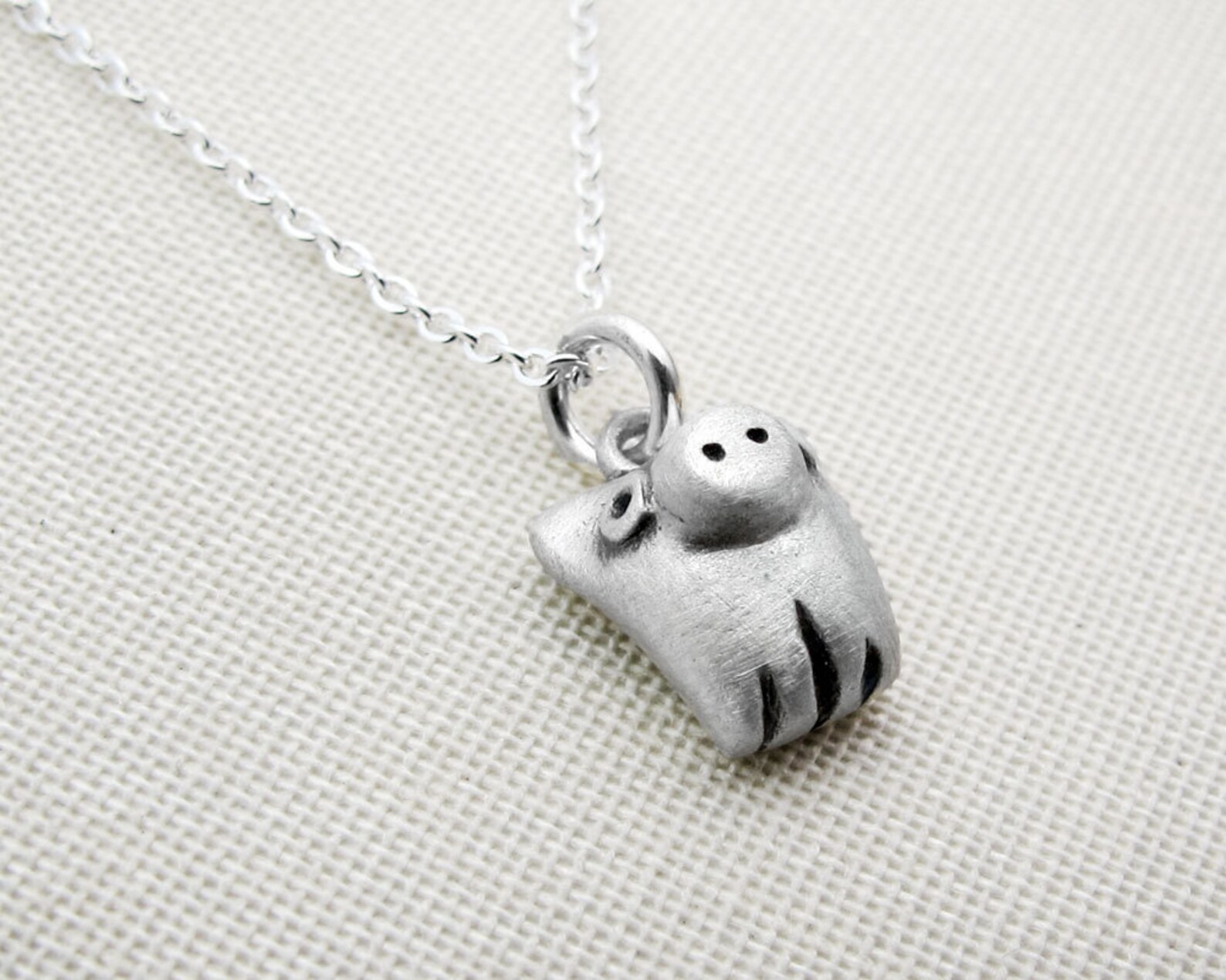 Sterling Silver Pig Necklace Cute Pig Jewelry Etsy