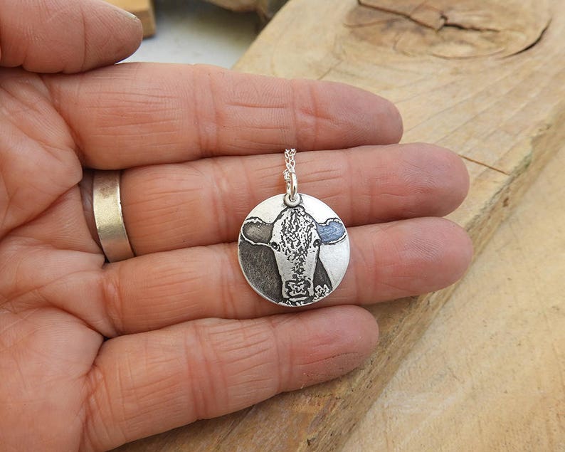 Hereford Necklace in Silver Cow Jewelry - Etsy