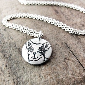 Tiny Chihuahua necklace in silver, dog memorial jewelry image 1