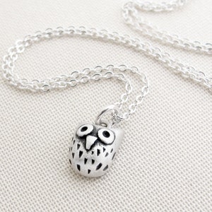 Very tiny owl necklace in sterling silver, cute owl jewelry, gift for daughter or mom image 4