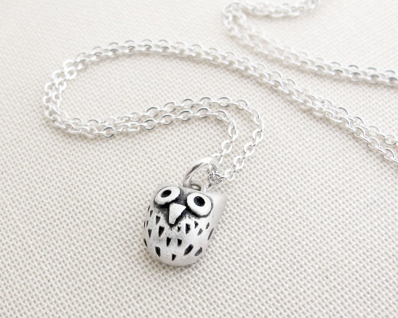 Very tiny owl necklace in sterling silver, cute owl jewelry, gift for daughter or mom image 4