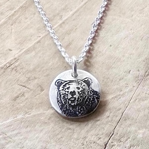 Tiny silver bear necklace - gift for mama bear