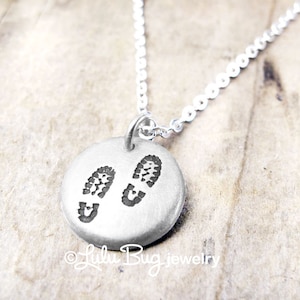 Tiny Silver Hiking Boot Necklace, Jewelry for Hikers and Backpackers