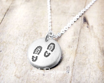 Tiny Silver Hiking Boot Necklace, Jewelry for Hikers and Backpackers