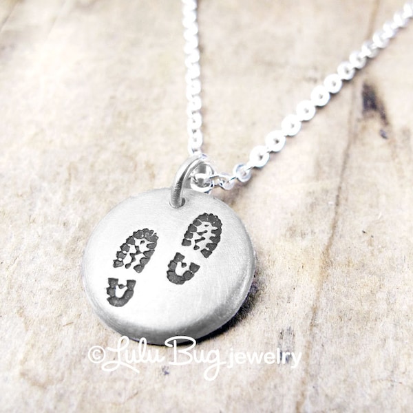 Tiny Silver Hiking Boot Necklace, Jewelry for Hikers and Backpackers
