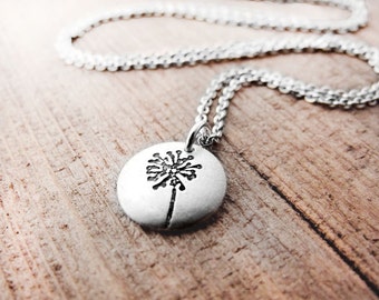 Tiny dandelion necklace in silver, gift for daughter, graduation gift