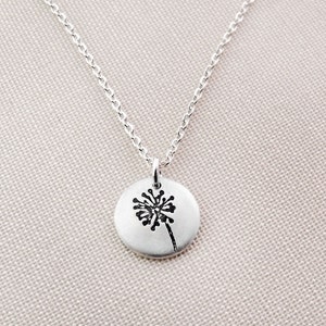 Tiny dandelion necklace in silver, gift for daughter, graduation gift image 2