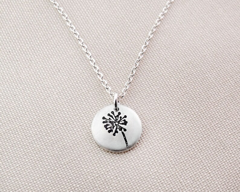 Tiny dandelion necklace in silver, gift for daughter, graduation gift image 2