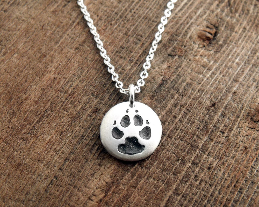 Tiny Dog Paw Print Necklace in Silver Pet Parent Gift | Etsy