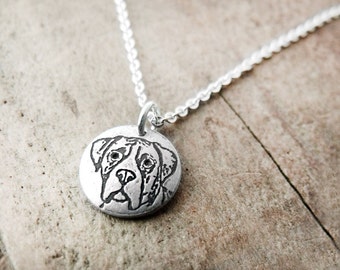 Tiny Boxer necklace in silver, dog memorial jewelry, pet parent gift