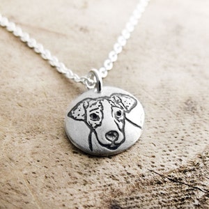 Tiny Jack Russell necklace in silver, dog memorial jewelry