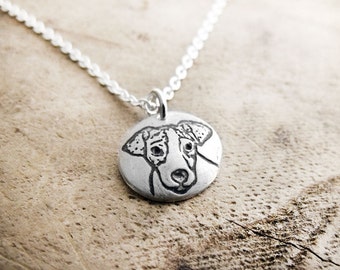 Tiny Jack Russell necklace in silver, dog memorial jewelry