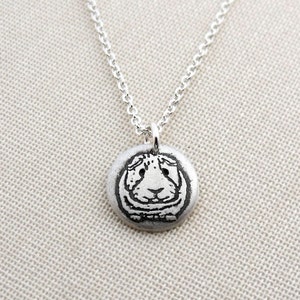 Tiny Guinea Pig necklace in silver, gift for daughter, pet memorial necklace image 2