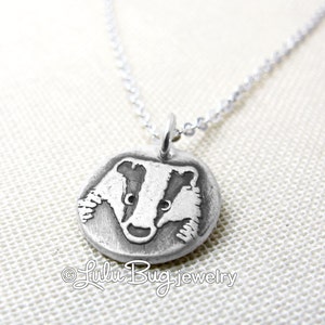 Tiny silver badger necklace image 1