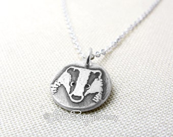 Tiny silver badger necklace